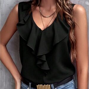 Ruffle Trim Sleeveless Blouse NEW 🏷️